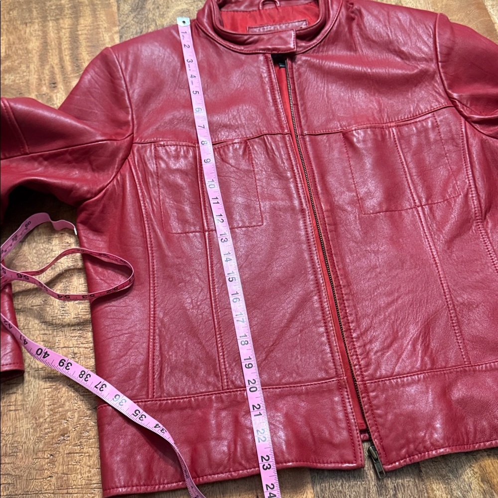 Kathy Ireland genuine leather red vintage zipper jacket - Picture 8 of 9